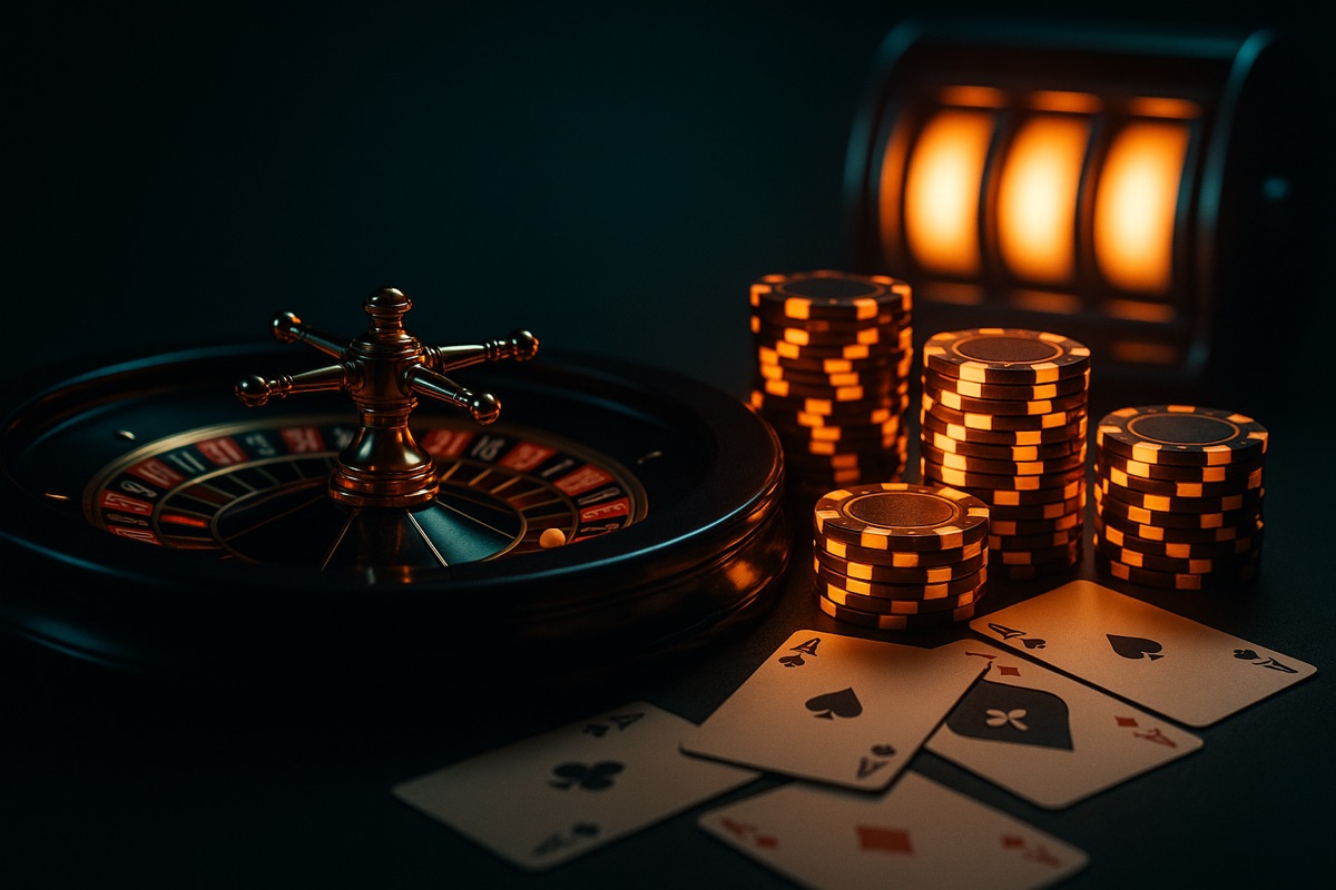 Bahsegel casino - rulet, çipler ve slot kompozisyonu